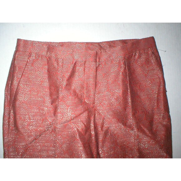 Womens Worth New York NWT $398 4 Jacquard Pants Metallic Silver Orange Rust USA